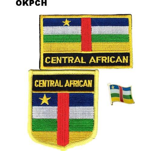 Central African National Flag Embroidered Iron on Patches for Clothing Metal badges PT-0217-3