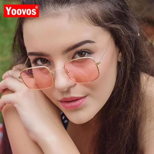 Yoovos 2021 Square Sunglasses Women Vintage Ocean Lens Rectangle Shopping Glasses UV400 Street Beat Oculos De Sol Feminino