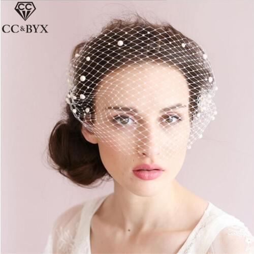 CC Jewelry Veil With Comb Hats Bride Pearl Wedding Hair Accessories For Women Bridesmaids Handmade Party Fine Fashion Gift V014