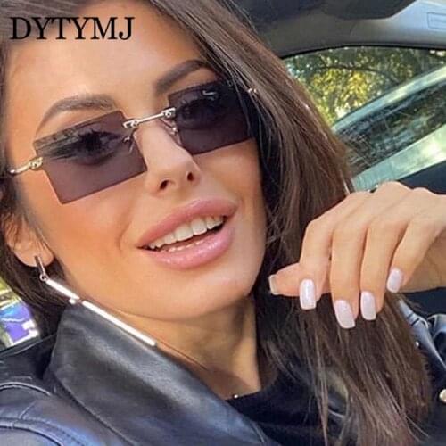 RBRARE Square Rimless Sunglasses Women 2021 High Quality Metal Frame Sunglasses for Women Retro Sun Glasses Gafas De Sol Mujer