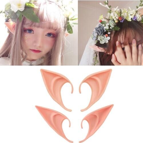 1 Pair Elves Cosplay Ears Women Men Halloween Holiday Party Angel Simulated Role Prop Soft Latex Fairy Pointed Ears Accessories