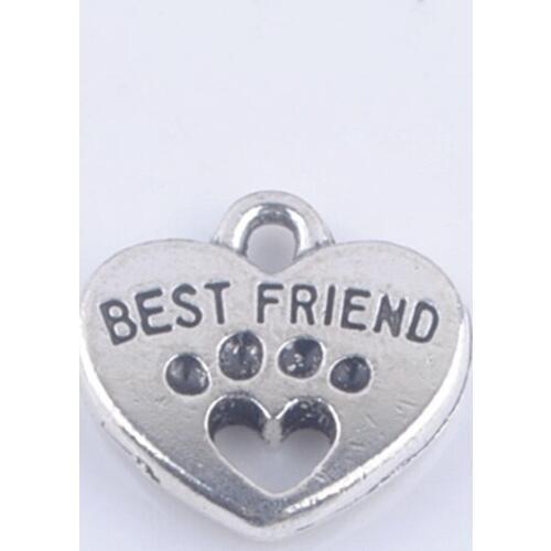 10pcs/lot 15mm x 15mm antique silver plated zinc alloy charm dog paw best friend charms for DIY bracelet & necklace XY160479