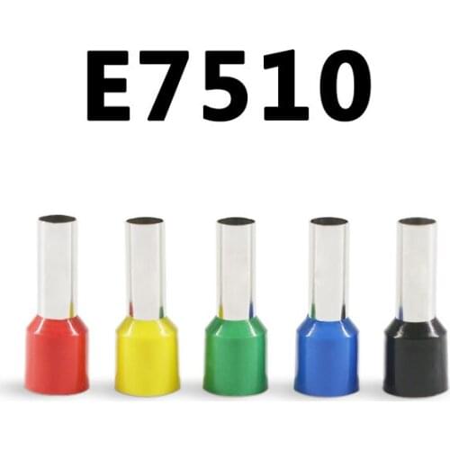 100pcs E7510 20AWG Long Tube Insulated End Terminal Wire Copper Crimp Connector VE7510
