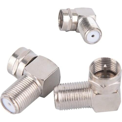 2/4pcs 90 Degree Right Angled TV Aerial Cable Connector RF Coaxial F Female to TV Male Plug to Female Socket RG6 RG5
