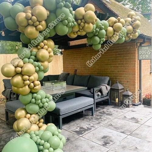 276pcs Avocado Green Gold Latex Balloon Arch Kit Wedding Baby Shower Birthday Party Backdrop Holiday Event Dinner Decoration