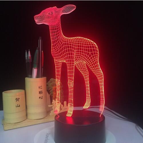 3D LED Lamp Light USB Cute Small Deer 7 Colorful Night Light for Wedding Decor Innovative New Year Gift Presents Hologram Lamp