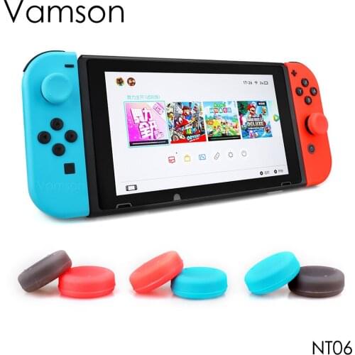 Vamson for Nintend Switch 6pcs Thumb Grip Cap Silicone Thumbstick Case Rocker Cover Shell for Nintendo Switch Accessories NT06