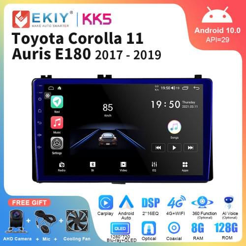 EKIY QLED Android 9.0 Car Radio For Toyota Corolla 2017 8 Core 4G LTE DSP GPS Navi Stereo Multimedia Player Head Unit No 2 Din