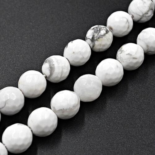 4 6 8 10 12 Mm Faceted White Turquoises Beads Natural Stones Round Loose Spacer Beads for Jewelry Making Bracelet Necklace Diy