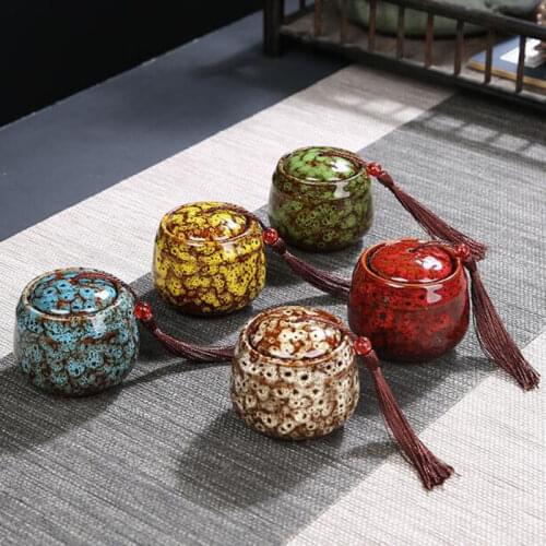 Tea Box Sealed Storage Jar Teaware Home Decor Gift for Friend Ceramic Tea Caddy Travel Portable Small Tea Pot Jar