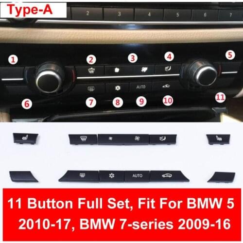 Black Silver Car ABS Air Conditioner AUTO Button Sequin Decoration Cover Trim Sticker For BMW F10 F18 F35 520 523 525 730 740