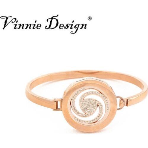 Vinnie Design Jewelry 25mm Coin Bangle Set Stainless Steel Rose Gold Color Magnet Bracelets & Bangles Christmas Gift