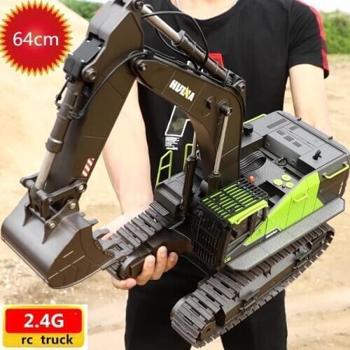 64CM Large Size Excavator 2.4G 22CH RC Truck 1/14 Remote Control Toys for Boys Adults Gifts Full Metal RC Excavator With Music
