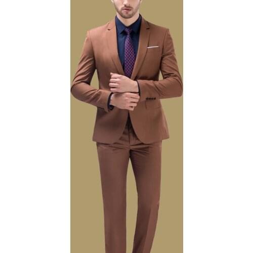Fad Latest Coat Pant Designs Brown Men Suit Wedding Suits for Men Style Blazer Slim Fit Custom 2 Piece Tuxedo Terno Masculino