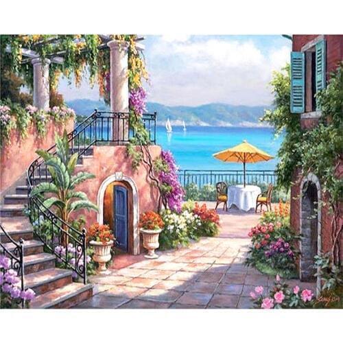 GATYZTORY Sea Landscape DIY oil Painting By Numbers Kit acrylic paint by numbers art work diy Paintings art on canvas Painting