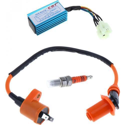 GY6 Aluminum A Set Infinite Speed Ignition plug Refit Accessories with Ignition Coil and CDI Box for Scooter 70mm x 38mm x 30mm