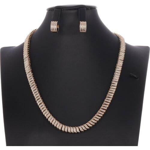 Janekelly 2pcs Bridal Zirconia Full Jewelry Sets For Women Party, Luxury Dubai Nigeria CZ Crystal Wedding Jewelry Sets