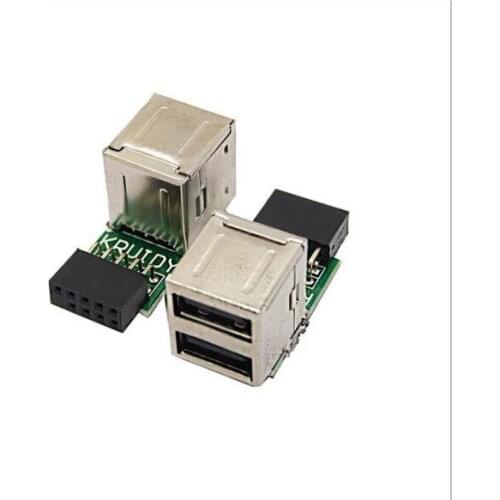 Converter Motherboard PCB Board Card Extender Internal PC Hot 1pcs/lot USB 2.0 9Pin Female 2 Port A Female Adapter