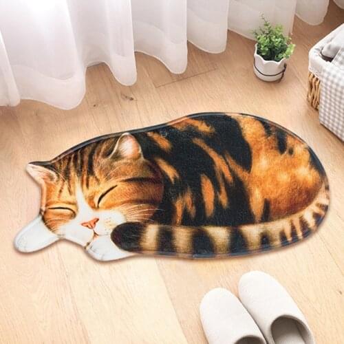 Big 3D Printed Sleeping Cat Rugs Doormats Hallway Doorway Carpet Living Bedroom Anti-slip Floor Mats Kitchen Balcony Tapete