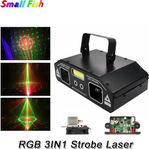 2 Head Laser RGB 3IN1 Strobe Laser Light High Precision Stepping Motor Scanner Dual Hole Stage Effect Lighting DJ Disco Light