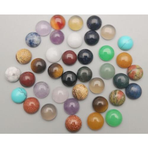 Fashion 50pcs/lot 10MM natural stone Bead charms mixed round cabochon for Jewelry making Ring Earring Accessories Free shipping