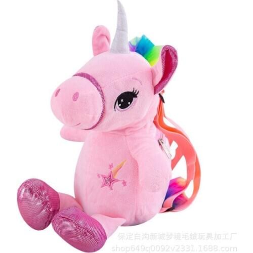 New 3 Colors Cartoon Unicorn Backpack Plush Cute Colorful Unicorn Backpacks Stuffed Plush Dolls for Kids Bags Soft
