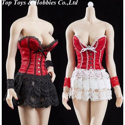 1/6 Cat Girl Tight Dress Skirt Clothes RED Lace skirt tube top skirt Fit 12" Middle/Big Bust Female Figure Toy