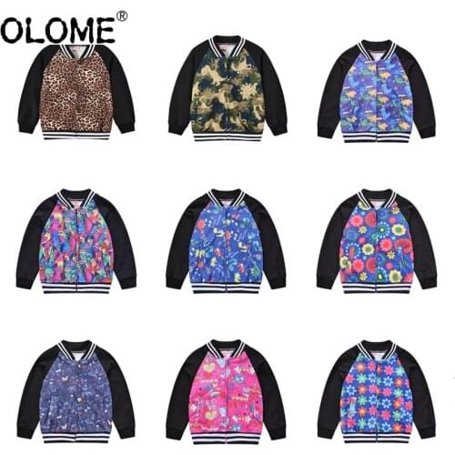 Autumn Jacket for Girl Boy Childrens Outwear Leopard Print Kids Clothing OLOME Flora Teenager Bomber Toddler Baseball Jacket