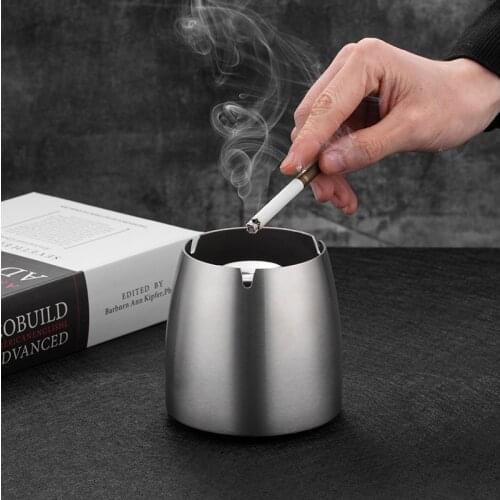 Stainless Steel Ashtray Office Silver Cigarettes Ashtrays Ash Storage Container Desktop Decoration Smoke Tools Home Decor