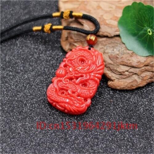 Chinese Dragon Pendant Charm Carved Fashion Natural Women Jade Jadeite for Jewelry Necklace Men Gifts Red Amulet Hand