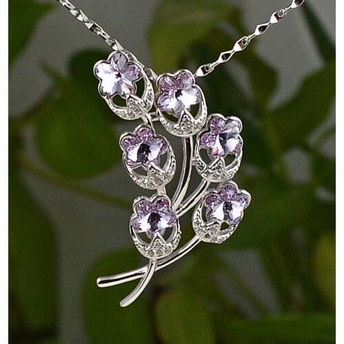 Guarantee Plain 925 Sterling Silver, CZ, Cubic , Crystal Rose pendant 34mm, 3.6g, PE37020