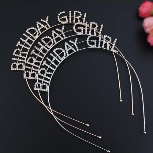Fashion letter Rhinestone Headband for Girls Hair Hoop Birthday Crown Hat Party Decorations roczek anniversaire princesse AC419
