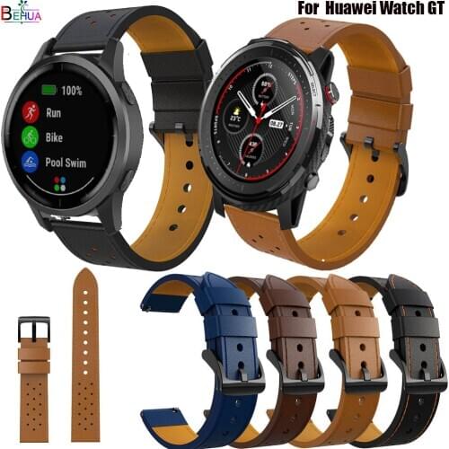 22mm Leather Strap Watchband Wristband For huami Amazfit Stratos 3 Smart Wriststrap Bracelet For Garmin Vivoactive 4 Watchstrap