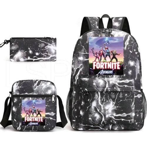 Hot Game FORTNITE School Bag Students Kids Backpack Funny Teenager Backpacks Schoolbag Kids Bookbag 3 Pcs Set FORTNITE Bags