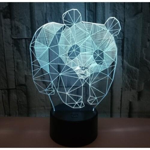 3D LED Night Light Panda with 7 Colors Light for Home Decoration Lamp Amazing Visualization Optical Illusion Awesome