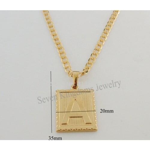 YELLOW GOLD OVERLAY FILLED BRASS 24" CUBAN NECKLACE&LETTER A INITIAL LETTERS INITIALS PENDANT/Great Gift
