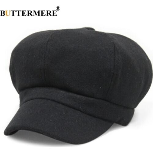 BUTTERMERE Women Flat Cap Wool Female Black Winter Classic Gatsby Newspaper Caps Gifts British Spring Driver Painters Hats