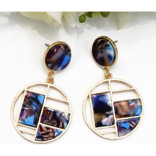 2019 Punk Simple Design Matte Round Geometric Metal Acrylic Earrings For Women Statement Jewelry Irregular Circle Jewelry