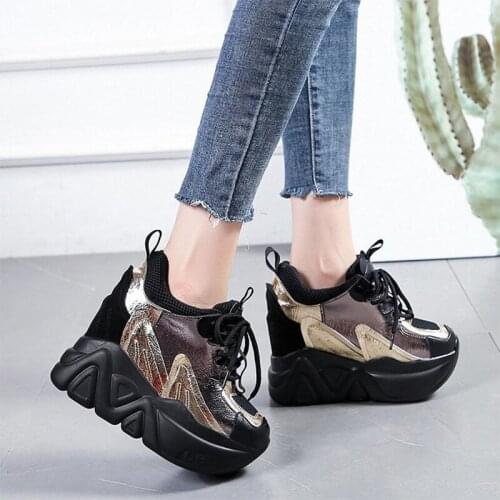 Women Wedges Shoes Platform Sneakers Gold Woman 10cm High Casual Shoes Fashion Chunky Sneaker Luxury Designers 2021 Spring