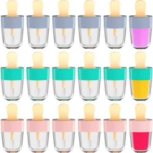 1pcs Cute Ice Cream Lip Gloss Bottle Lip Glaze Tube Fashion Empty Lip Glaze DIY Empty Makeup Bottle With Rubber Inserts