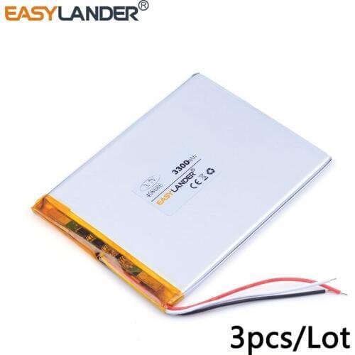 3pcs /Lot 3.7v lithium polymer rechargeable battery 408686 3300MAH For PDA Vedio Game andorid phone toys tablet battery 428787