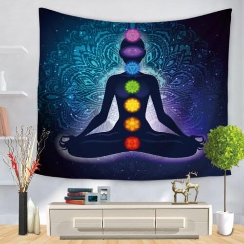 3D Character Tapestry Acupoint Yoga Meditation Wall Chart Colored Mandala Tapestry, Suitable for Studio Room