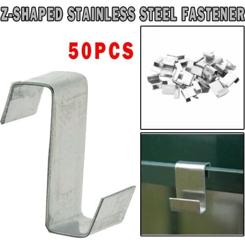 50pcs Garden Greenhouse Spares Parts Glass Z Clips Stainless Steel Fixed Clamps For Greenhouse Fixing Accessories