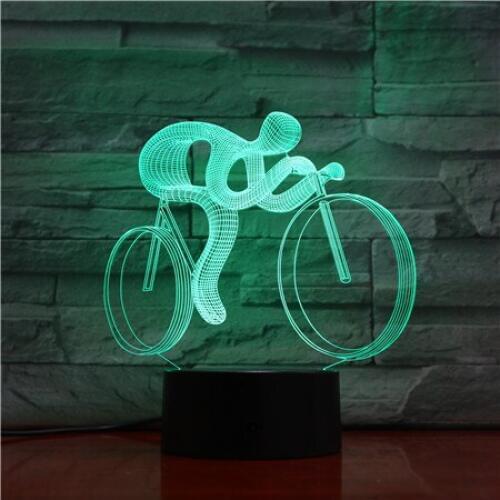 Bicycling 3D Lamp 7 Color Went Cycling Led Night Lamps For Kids Touch Led USB Desk Lampara Lampe Baby Sleeping Nightlight 1100
