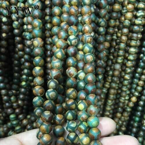 Natural Stone China Tibetan Agat Dzi Beads Green Eyes Agates Stone 6mm 8mm 10mm 12mm Round Loose Beads For DIY Jewelry Making