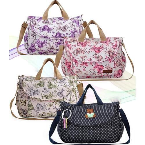 Elegant Floral Diaper Bag Hangbag Multifunctional Messenger Baby Nappy Tote Travel Nursing Hanging Stroller Straps Play Mats