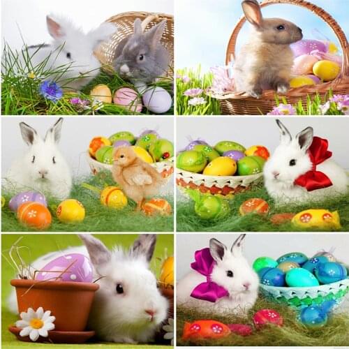 EverShine Diamond Painting Scenic Full Square Diamond Mosaic Easter Eggs Cross Stitch Embroidery Rabbit Rhinestones Wall Decor