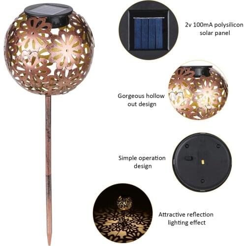 Solar Powered Lamp LED Lawn Light Outdoor Lamp Seneitive Light Round Hollow Out Design for Yard Patio Home Decoration Deco