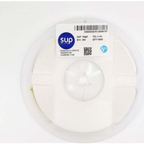 100PCS C0402C0G101J500NTBF Chip capacitor 0402 NPO 100pF 50V ±5% Thickness 0.5mm