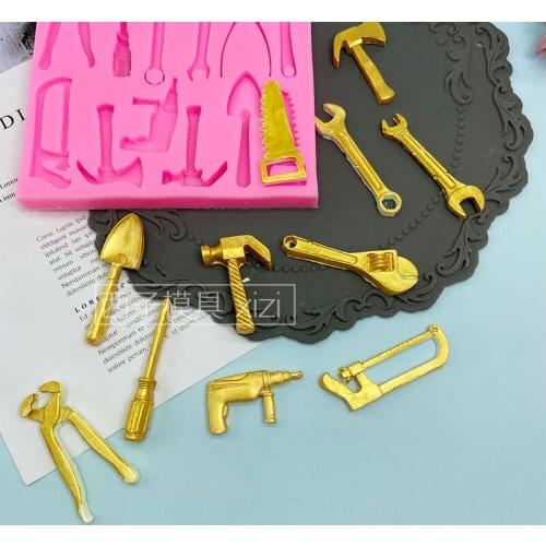 Mini tool silicone mold wrench chainsaw hammer series chocolate flip cake decoration tool